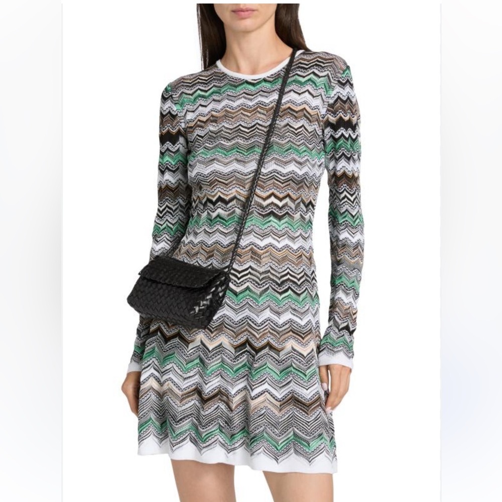 Missoni Multicolor Chevron Long Sleeve  sweater Dress